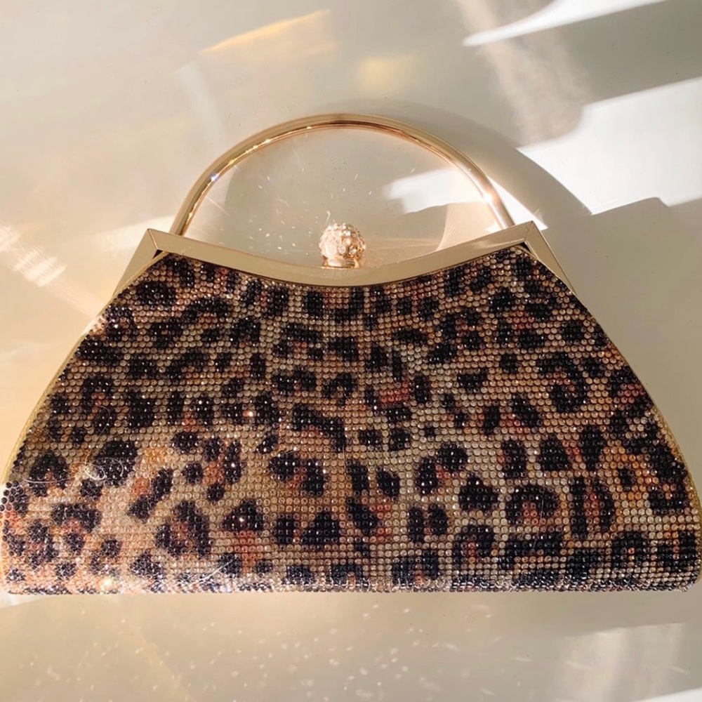 Studded 🐆 leopard evening bag